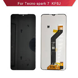 Дисплей для Tecno Spark 7 (KF6j), модуль (екран і сенсор), чорний, оригінал