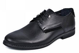 Демісезонні чоловічі шкіряні туфлі, чорні. Розміри 40, 43, 44, 45. Maxus 18O003.