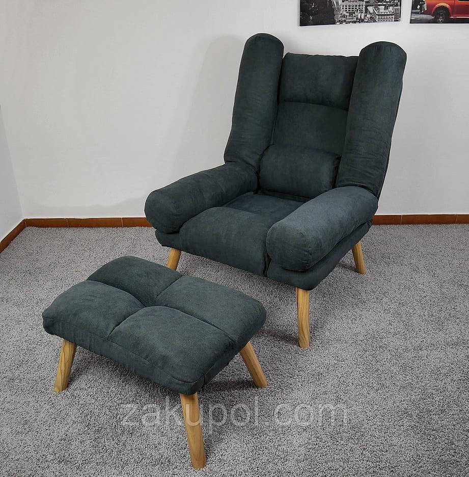 Сучасне розкладне крісло Uszak графітове Скандинавський стиль крісло для відпочинку, фото 1