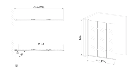 Скляна шторка для ванни AVKO Glass A542-7 100х140 Clear, фото 3