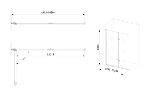 Скляна шторка для ванни AVKO Glass RDW02-J2 100x140 Black, фото 4