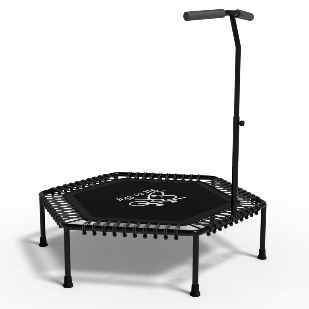 Батут з ручкою FitToSky 127 см для фітнесу чорний