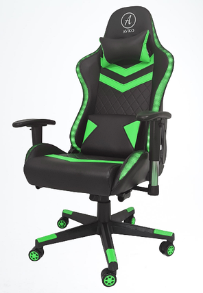 Крісло геймерське, комп'ютерне Avko Style AG70670 Green RGB підсвітка, фото 1