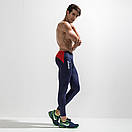 Чоловічі легінси Deenyt сині з червоною вставкою, фото 2