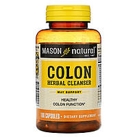 Травяная очищающая смесь для кишечника, Colon Herbal Cleanser, Mason Natural, 100 капсул