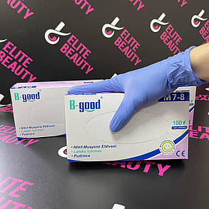 Сині нітрилові рукавички (неопудрені) М,Л 100шт/уп, фото 3