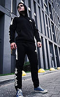 Мужской спортивный костюм черный на флисе. Зимний мужской спортивный костюм Adidas Адидас на флисе