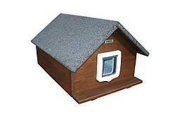 Будиночок для кота 50х70 см дверцятами (з дверцятами, утеплений)