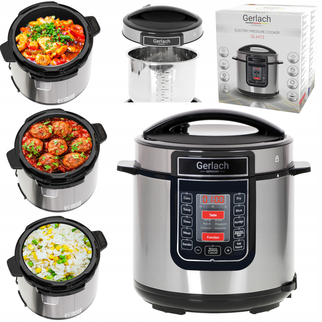Мультиварка-скороварка Gerlach GL 6412 (1000Вт, 6л, 14прог, Німеччина), фото 1