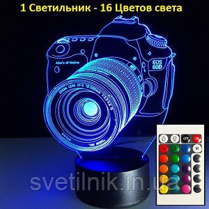 3D світильник, "Фотоапарат", Ідеї подарунка для хлопця, Цікавий подарунок хлопцю, Прикольні подарунки хлопцеві