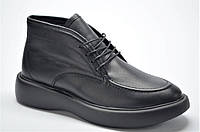 Женские зимние кожаные ботинки лоферы черные Best Vak 1081401