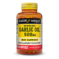 Часникова олія 500 мг, Garlic Oil, Mason Natural, 100 гелевих капсул