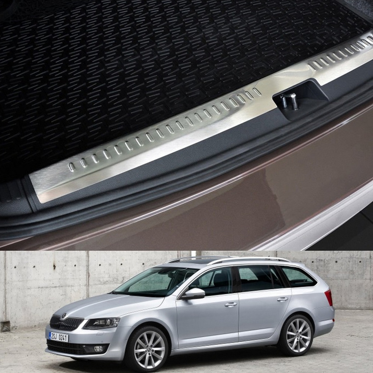 Захисна накладка на поріг багажника для Skoda Octavia III A7 Combi 2013-2020 /нерж.сталь/