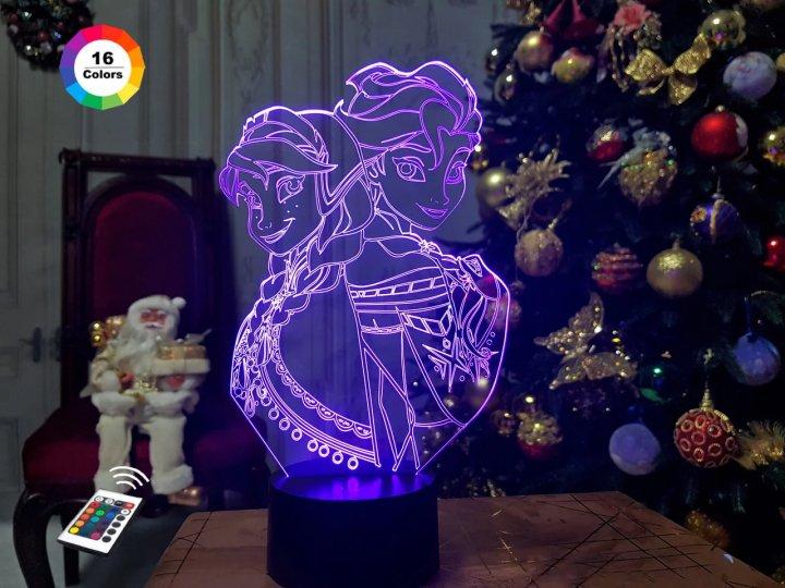 3D нічник "Холодне серце" (ВОЛІЧЕННЕ ЗОБРАЖЕННЯ) + пульт ДК + мережевий адаптер +батарейки (3ААА)  3DTOYSLAMP, фото 1