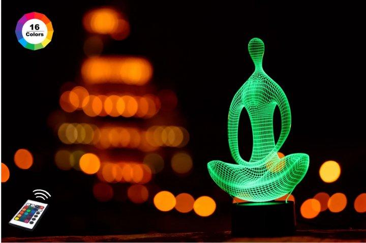 3D нічник "Медитація" (ВОЛІЧНЕ ЗОБРАЖЕННЯ) + пульт ДК + мережевий адаптер +батарейки (3ААА)  3DTOYSLAMP, фото 1