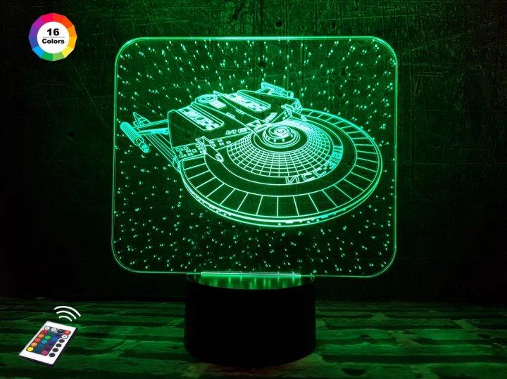 3D нічник "Космічний корабель" (ВОЛІЧНЕ ЗОБРАЖЕННЯ) + пульт ДК + мережевий адаптер +батарейки (3 ААА)  3DTOYSLAMP, фото 1