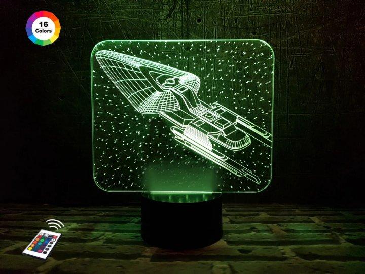 3D нічник "Космічний корабель 4" (УВАЧНЕ ЗОБРАЖЕННЯ) + пульт ДК + мережевий адаптер + батарейки (3 ААА), фото 1