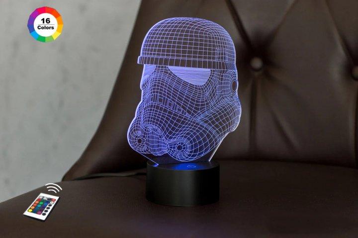 3D нічник "Штурмовик" (ВОЛІЧЕННЕ ЗОБРАЖЕННЯ)+ пульт ДК + мережевий адаптер +батарейки (3ААА)  3DTOYSLAMP, фото 1