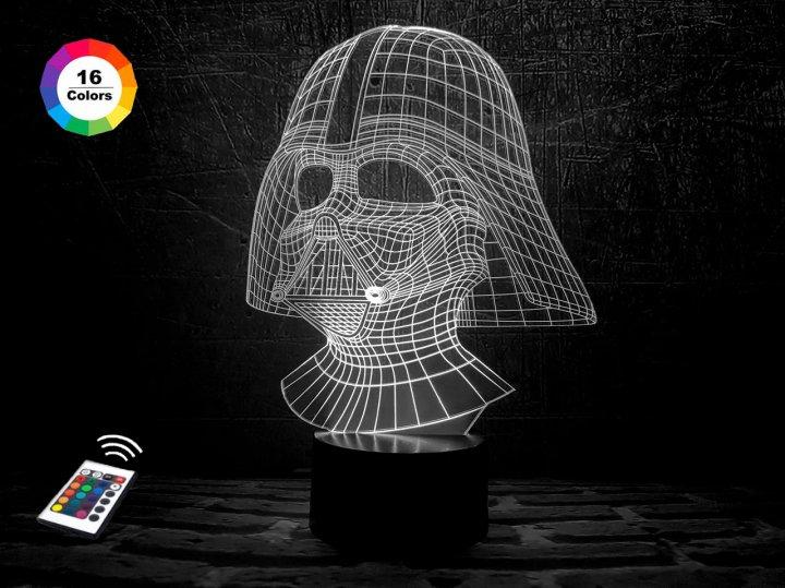 3D нічник "Дарт Вейдер" (ВОЛІЧНЕ ЗОБРАЖЕННЯ) + пульт ДК + мережевий адаптер + батарейки (3 ААА)  3DTOYSLAMP, фото 1