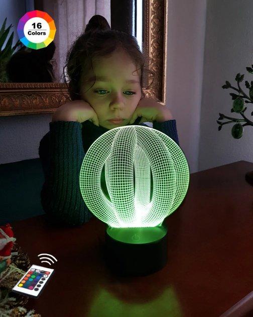 3D нічник "Цілість" (ВОЛІЧНЕ ЗОБРАЖЕННЯ) + пульт ДК + мережевий адаптер + батарейки (3 ААА)  3DTOYSLAMP, фото 1