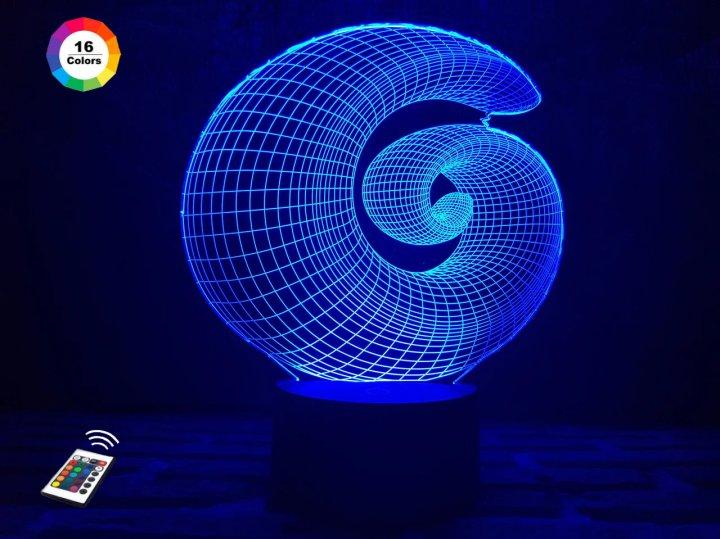 3D нічник "Спіраль" (ВОЛІЧНЕ ЗОБРАЖЕННЯ) + пульт ДК + мережевий адаптер + батарейки (3ААА)  3DTOYSLAMP, фото 1