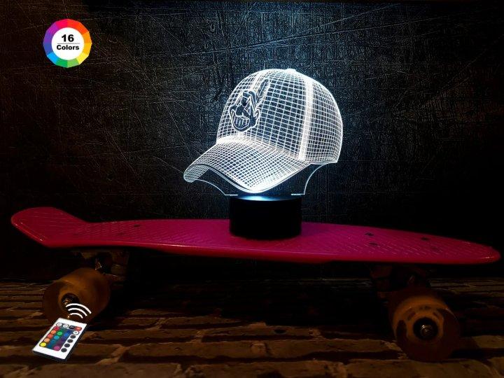 3D нічник "Бейсболка" (ВОЛІЧНЕ ЗОБРАЖЕННЯ) + пульт ДК + мережевий адаптер +батарейки (3ААА)  3DTOYSLAMP, фото 1