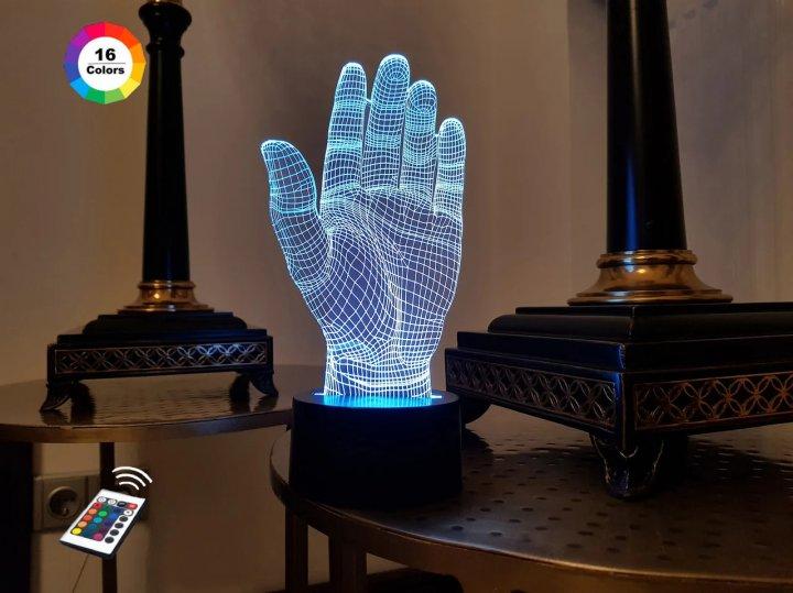 3D нічник "Дай п'ять" (ВОЛІЧНЕ ЗОБРАЖЕННЯ)+ пульт ДК + мережевий адаптер + батарейки (3ААА)  3DTOYSLAMP, фото 1