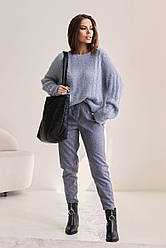 Блакитний ангоровий светр жіночий вільного прямого крою однотонний гарної якості теплий красивий джемпер