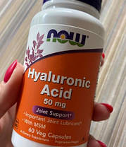 Гіалуронова кислота NOW Hyaluronic Acid 50 mg 60 капс, фото 3