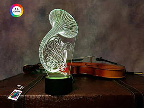 3D нічник "Труба 2" (ВОЛІЧНЕ ЗОБРАЖЕННЯ) + пульт ДК + мережевий адаптер + батарейки (3ААА)  3DTOYSLAMP