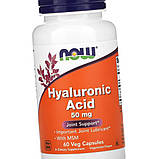 Гіалуронова кислота NOW Foods Hyaluronic Acid 50 мг 60 капсул, фото 9