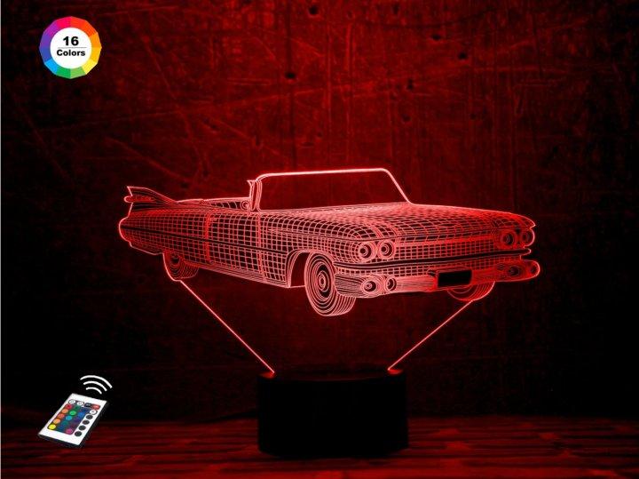 3D нічник "Автомобіль 15" (ВОЛІЧНЕ ЗОБРАЖЕННЯ) + пульт ДК + мережевий адаптер +батарейки (3ААА)  3DTOYSLAMP, фото 1