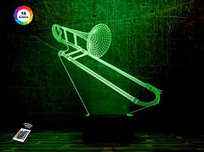 3D нічник "Труба 3" (ВОЛІЧНЕ ЗОБРАЖЕННЯ) + пульт ДК + мережевий адаптер + батарейки (3 ААА)  3DTOYSLAMP