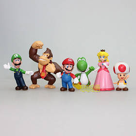 Набір фігурок Супер Маріо Super Mario 6 шт. Ігрові фігурки зі світу Супер Маріо Super Mario