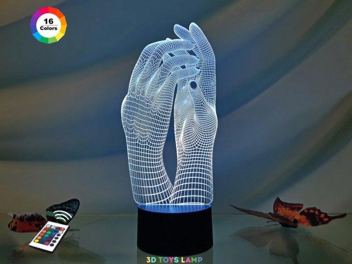 3D нічник "Манікюр" (ВОЛІЧНЕ ЗОБРАЖЕННЯ) + пульт ДК + мережевий адаптер + батарейки (3ААА)  3DTOYSLAMP, фото 1