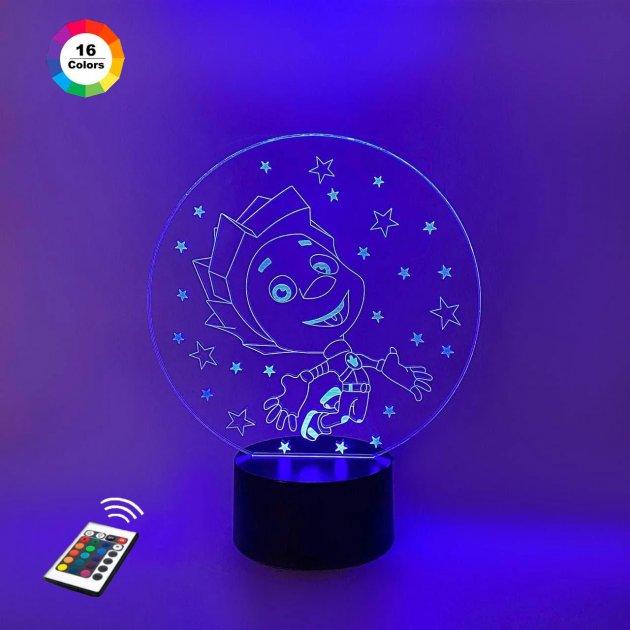 3D нічник "Нолик" + пульт ДК + батарейки (3ААА). 3D нічник для дітей та дорослих. Нічник в спальню на пульті, фото 1