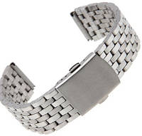 Сталевий браслет для наручних годинників сріблястого кольору. Ширина 18 мм, 20 мм, 22 мм.