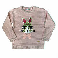Теплый свитер для девочки, розовый 4-14 лет