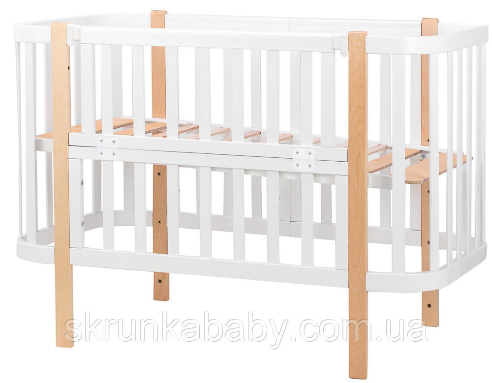 Ліжко Babyroom Місяць (120x60) білий - світлий (натуральний)