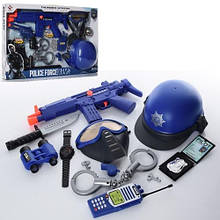 KMP015AB Ігровий набір поліцейського автомат, каска, маска, рація, звук, коробка 58-40-5,5 см