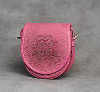 Шкіряна жіноча сумка, рожева сумочка, сумка через плече