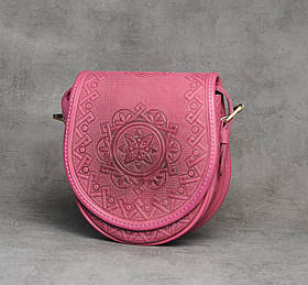 Шкіряна жіноча сумка, рожева сумочка, сумка через плече
