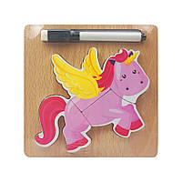 Дерев'яна розвивальна іграшка Пазли MD 2525 для дітей маркер, дощечка для малювання, магніт