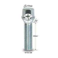 Болт колісний для BMW М14х1,5х45мм (X3,X5 E53) Конус Цинк ключ 17