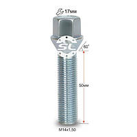 Болт колісний для BMW М14х1,5х50мм (X3,X5 E53) Конус Цинк ключ 17