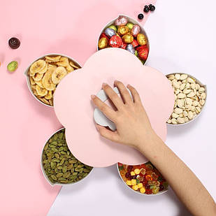 Складана одноярусна цукерка Flower Candy Box для цукерок і фруктів Рожева