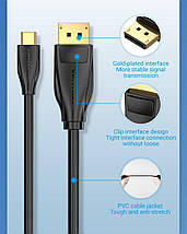 Кабель Type-C-DisplayPort v1.2 Vention PVC 4K 60Hz 2K 144Hz 21.6 Gbps gold-plated 1.5 m Black (CGYBG), фото 4