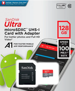 Карта пам`яті 128Gb Micro-SDXC(UHS-1) Sandisk Ultra 100MB/s adapter SD class10 A1