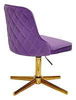 Крісло Adam оксамит пурпуровий B-1013 GD-Modern Base на золотій хрестовині на стопах, з регулюванням висоти, фото 2