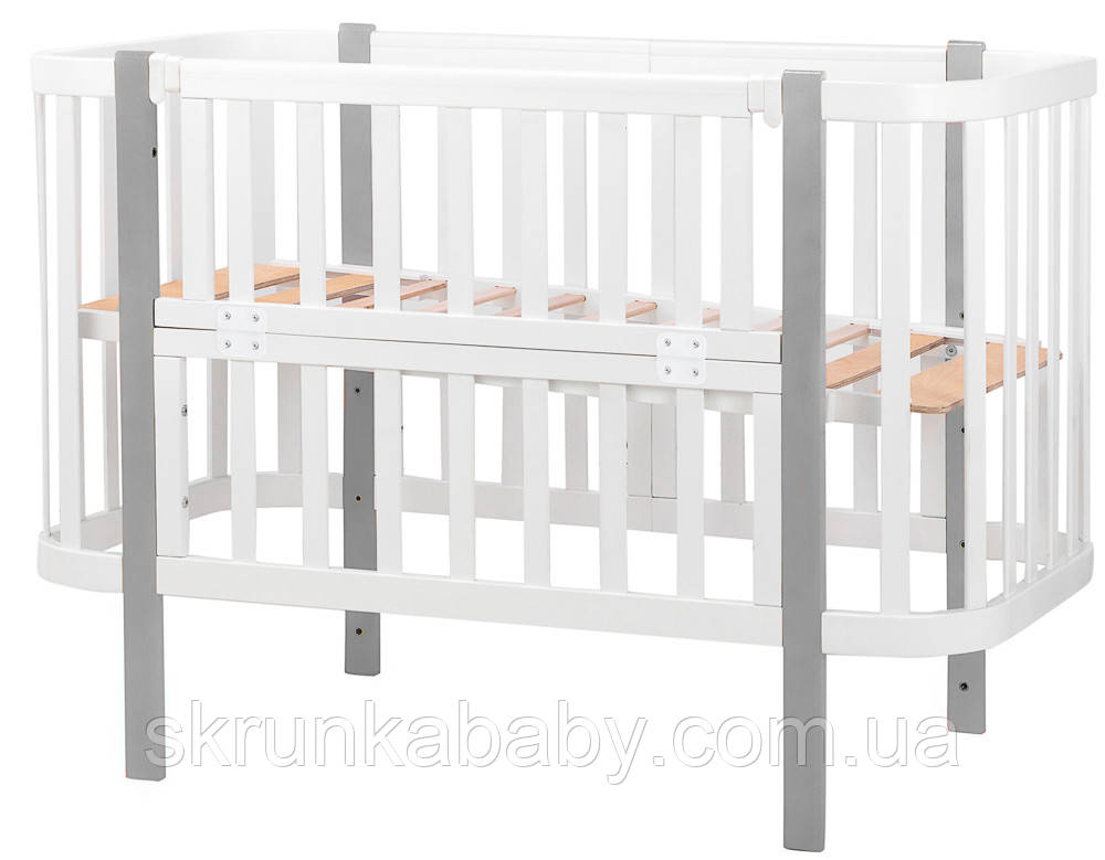 Ліжко Babyroom Місяць (120x60) білий - сірий, фото 1